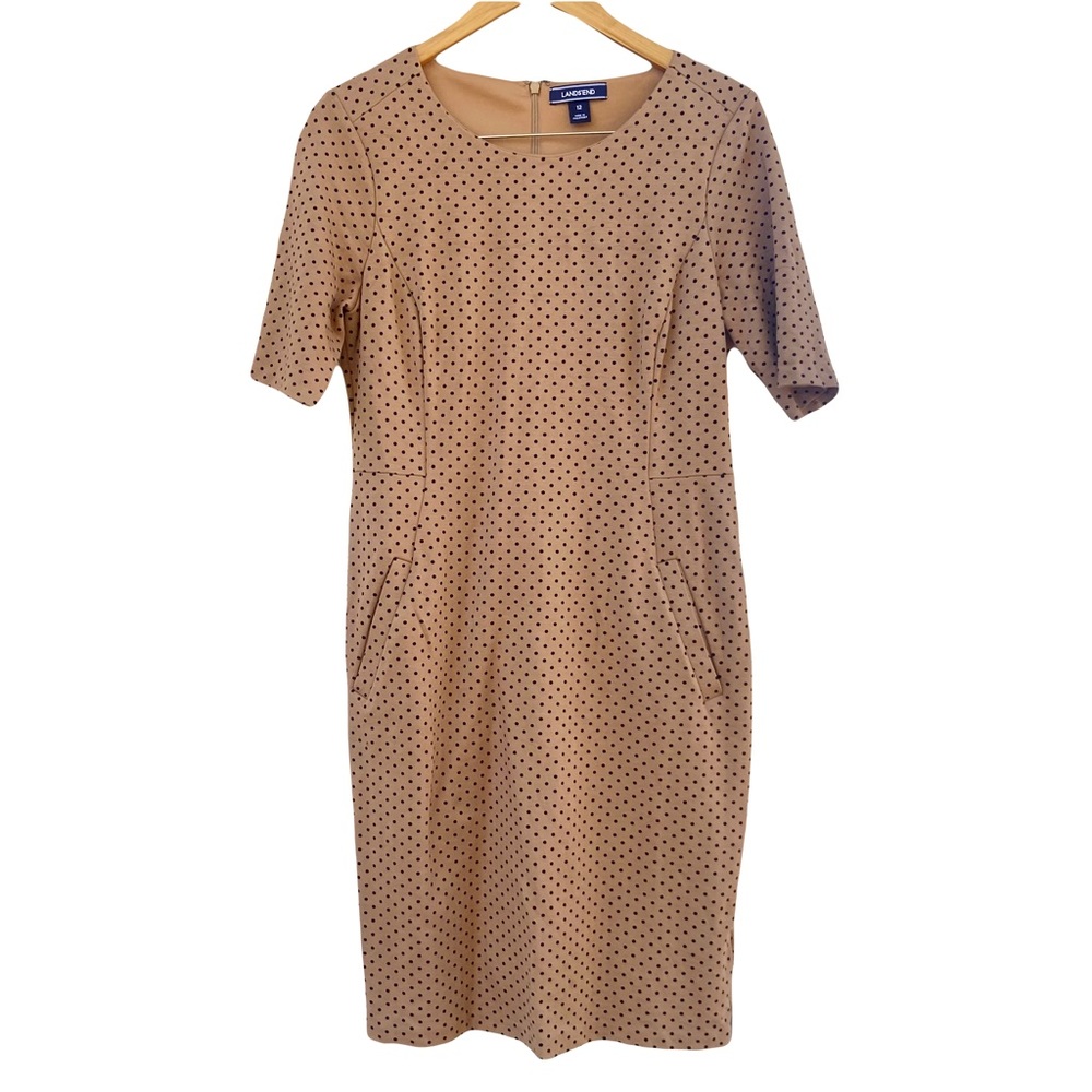 Lands’ End Polka Dot Sheath Dress With Pockets NWOT